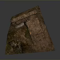 Ruined Brick Structure Scene Model With Weathered Stones Earth And Moss Details