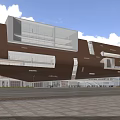 Modern Commercial Complex Architectural Design With Geometric Glass Facade And Entrance Plaza