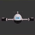 White Biomechanical Robot Character With Blue Eyes Red Top And Black Arms
