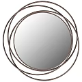Two Oval Mirrors With Brown Circular Decorative Frames For Home Interior 3d model