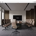 Modern Conference Room Interior Design With Long Table Ergonomic Chairs And Large Screen 3d model