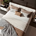 Modern Bedroom Double Bed With Textured Dark Wall Nightstands Table Lamps And Cozy Blanket