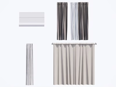 Modern Curtains Blinds And Drapes With Striped Solid Color Designs For Home Decor 3d model