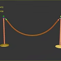 Elegant Barrier Setup With Golden Stanchions Red Velvet Rope And Reflective Base