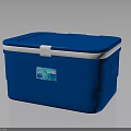 Blue Insulated Cooler Box With White Lid Handle And Label For Daily Necessities