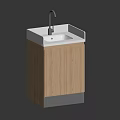 Light Wood Cabinet Washbasin Design With White Countertop And Silver Faucet