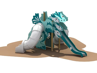 Colorful Children's Playground Structure With Slide And Animal Shaped Elements 3d model