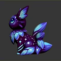 Fantasy Game And Movie Character With Purple Blue Glowing Wings And Crystal Body