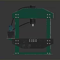 Green Frame Hydraulic Press Machine With Metal Structure And Black Components 3d model