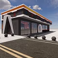 Stylish Modern Bar Interior With Neon Coffee Signs Seating Area And Ambient Lighting
