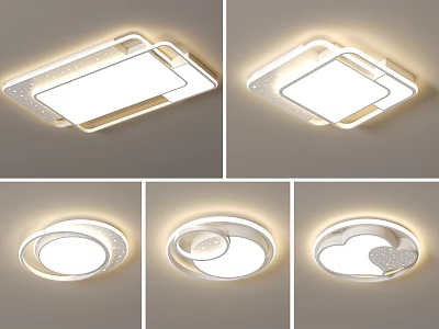 Modern Square and Round Ceiling Lights with Decorative Edges LED Lighting for Contemporary Home 3d model