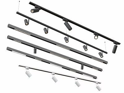 Modern Stylish Downlights and Spotlights With Track Mounted Design Black White Color Options 3d model