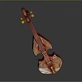 Unique Red Violin Shaped Household Item With Decorative Patterns And White Base