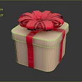 Elegant Decorative Beige Gift Box For Home Decor With Red Ribbon And Pink Bow