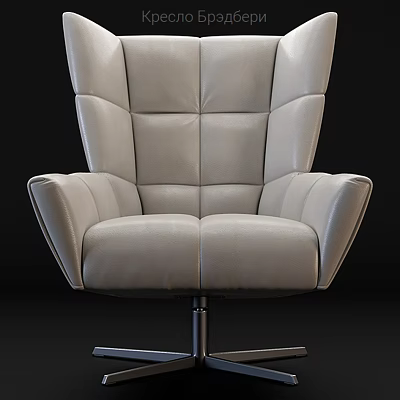 Modern Office Chair Light Leather High Back Design With Comfortable Armrests And Swivel Metal Base 3d model