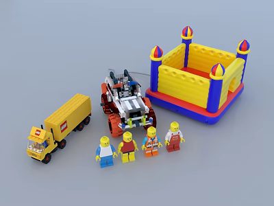Building Blocks Playset Including Truck Car Castle And Colorful Mini Figures 3d model
