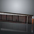Weathered Brick Wall Structure With White Top And Red Bricks On Reflective Surface