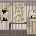 New Chinese-style screen partition 3d model