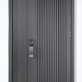 Three Modern Security Doors With Mesh Panel Vertical Stripes And Sleek Design 3d model