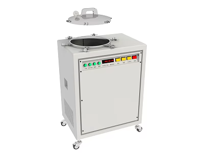 Industrial Equipment With Lid Design Control Panel And Mobile Wheels 3d model