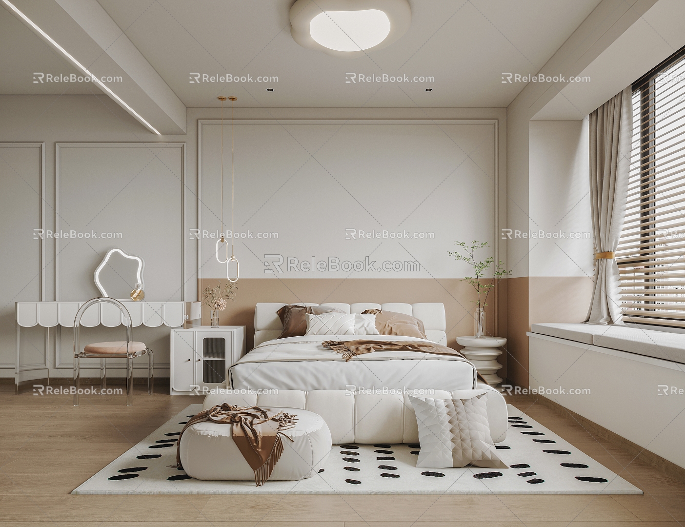 Modern Cream Style Bedroom Cream Bedroom 3d model