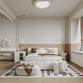 Modern Cream Style Bedroom Cream Bedroom 3d model