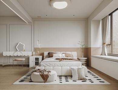 Modern Cream Style Bedroom Cream Bedroom 3d model