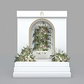 Elegant White Archway Photo Spot With Green Plants Flowers And Steps