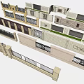 Various Landscape Wall Designs With Metal Railings And Decorative Patterns 3d model