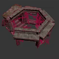Ancient Octagonal Stone Architectural Structure With Climbing Vines And Weathered Steps 3d model