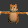 Cute Orange Striped Cartoon Cat Doll With Big Eyes And Outstretched Arms Standing On Black Background
