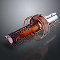 Rusted Industrial Metal Pipe Assembly With Protective Cage Frame And Components