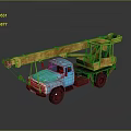 Blue Heavy Duty Crane Truck With Yellow Lifting Boom And Cab Design