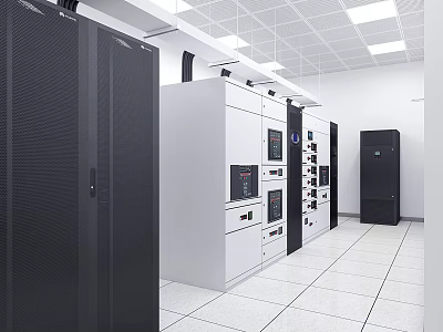 Modern Industrial Equipment Control Panels And Server Racks In Technical Facility 3d model