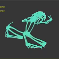 Dynamic Frog Skeleton in Leaping Pose with Detailed Structure against Dark Background