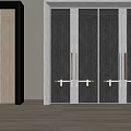 Modern Wooden Double Doors With Sleek Brass Handles And Minimal Design