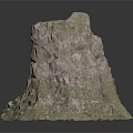 Garden Landscape Natural Rock Formation With Textured Surface And Green Pink Tones