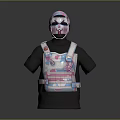 Patterned Tactical Vest And Mask With Pink Blue Design For Clothing Outfit