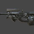 Futuristic Sci Fi Rifle Weapon With Mechanical Metal Design And Scope Barrel Grip