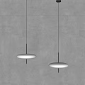 Modern Minimalist Interior With Two Round White Pendant Lights Hanging From Gray Ceiling 3d model