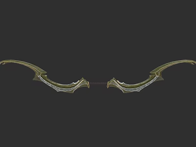Fantasy Decorative Bow With Elven Curved Design And Gold Accents 3d model