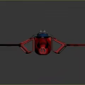 Red Spacecraft Model With Streamlined Design Blue Cockpit And Black Stripes