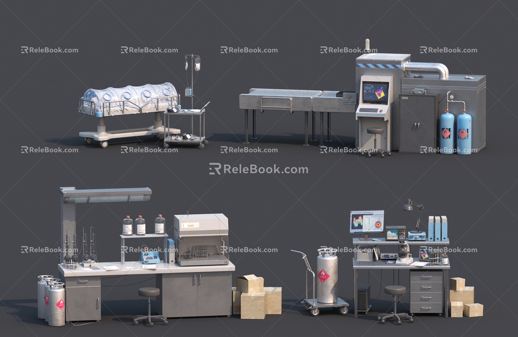 Laboratory Equipment Dangerous Goods Equipment Hanging Bottle Experimental Supplies Experimental Table Equipment Combination 3d model