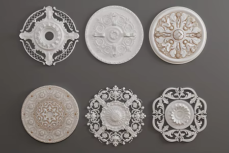 Modern lamp panel gypsum lamp panel components carved 3d model