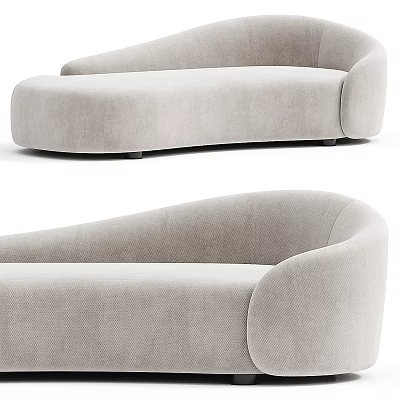 Light Beige Fabric Upholstered Curved Sectional Sofa With Modern Minimalist Design 3d model