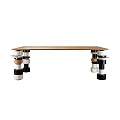 Minimalist Modern Dining Table With Wooden Top And Stacked Multi Colored Legs