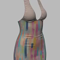 Stylish Women's Halter Neck Dress With Colorful Stripes And Fringe Hem