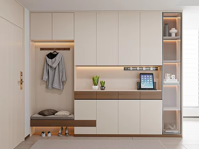 Modern Cream Style Entrance Shoe Cabinet 3d model