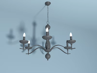 Classic Style Chandelier With Multiple Arms And Candle Shaped Bulbs Dark Metal Design 3d model