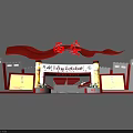 Chinese Style Tobacco And Alcohol Store With Red Flags Fortress Design And Cultural Elements
